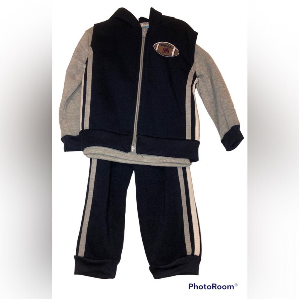 Tuff Guys Sz 24M Football 3pc Fleece Vest Hooded Jogger Set NEW NWT